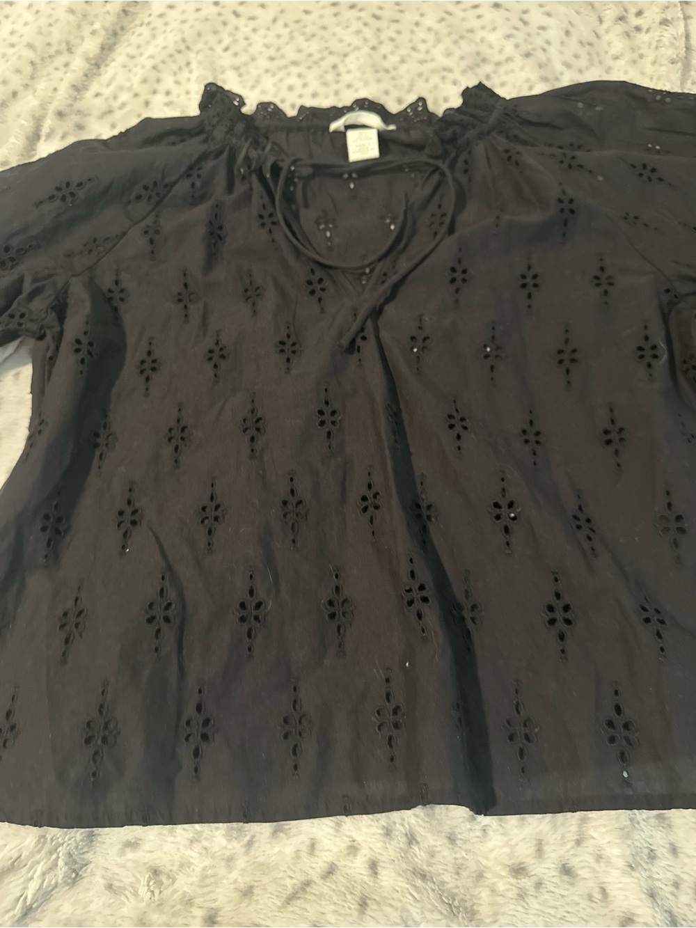 H&M Black Eyelet Long Sleeve Shirt